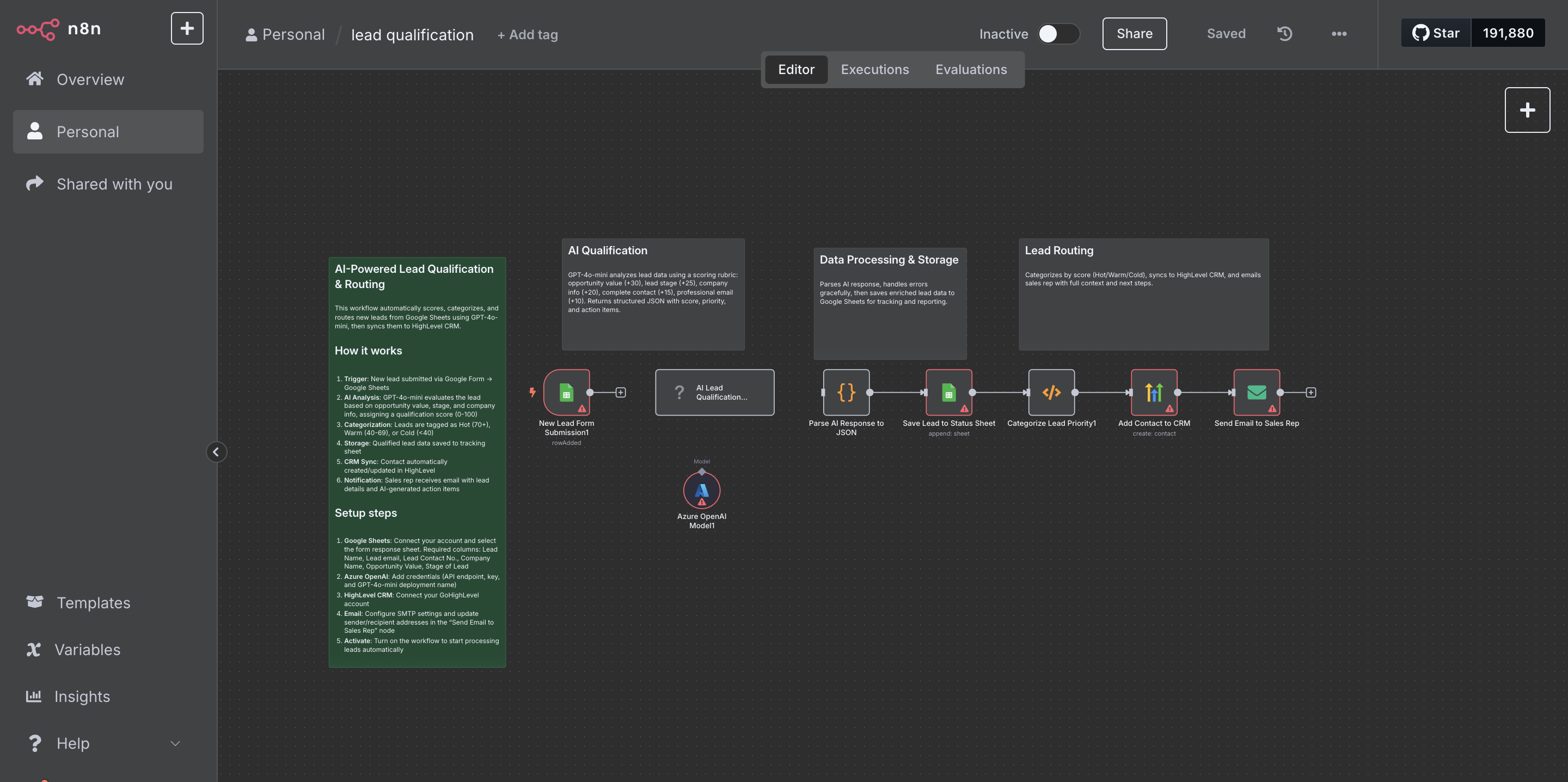 Zero-Touch Lead Qualification — n8n workflow